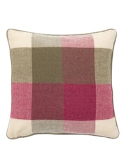 Gallery Direct Red Hatherley Check Cranberry & Olive Cushion - Image 4 of 5