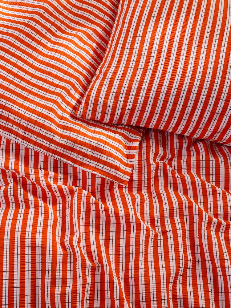 MADE.COM Orange Felix Seersucker Duvet Cover and Pillowcase Set - Image 2 of 4
