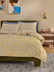 MADE.COM Ochre Felix Seersucker Duvet Cover and Pillowcase Set - Image 1 of 4