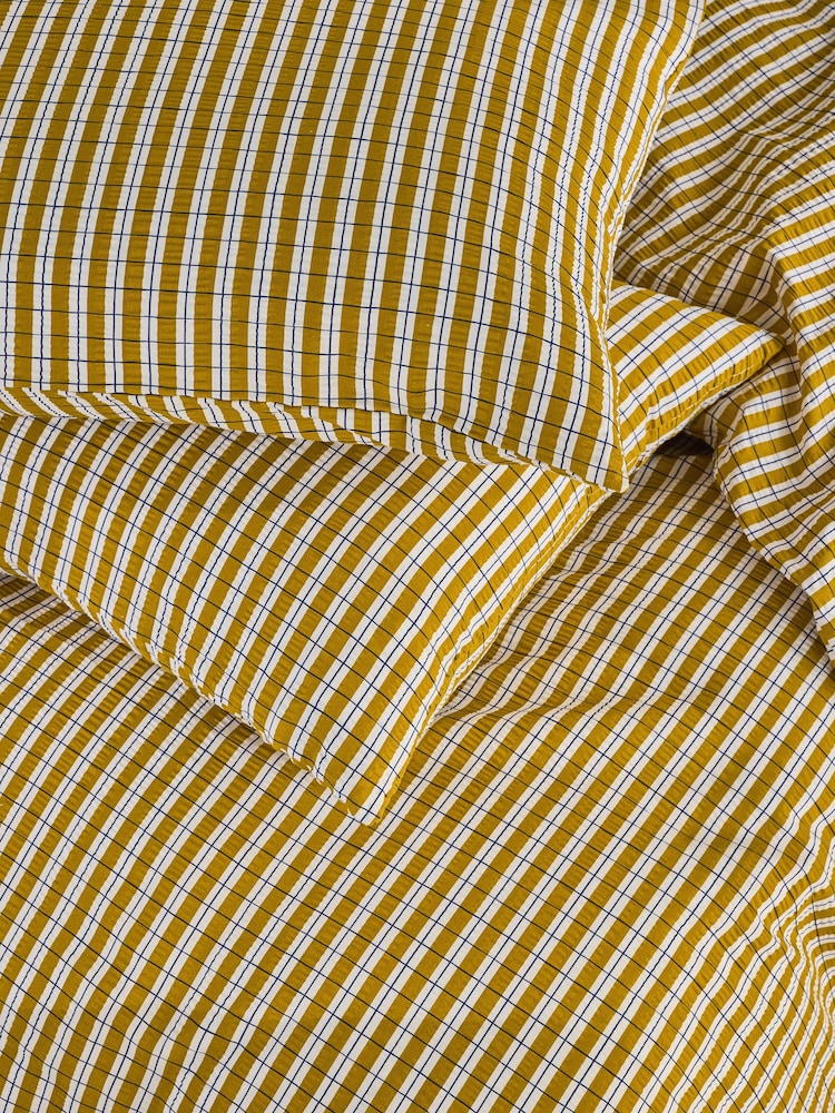 MADE.COM Ochre Felix Seersucker Duvet Cover and Pillowcase Set - Image 2 of 4
