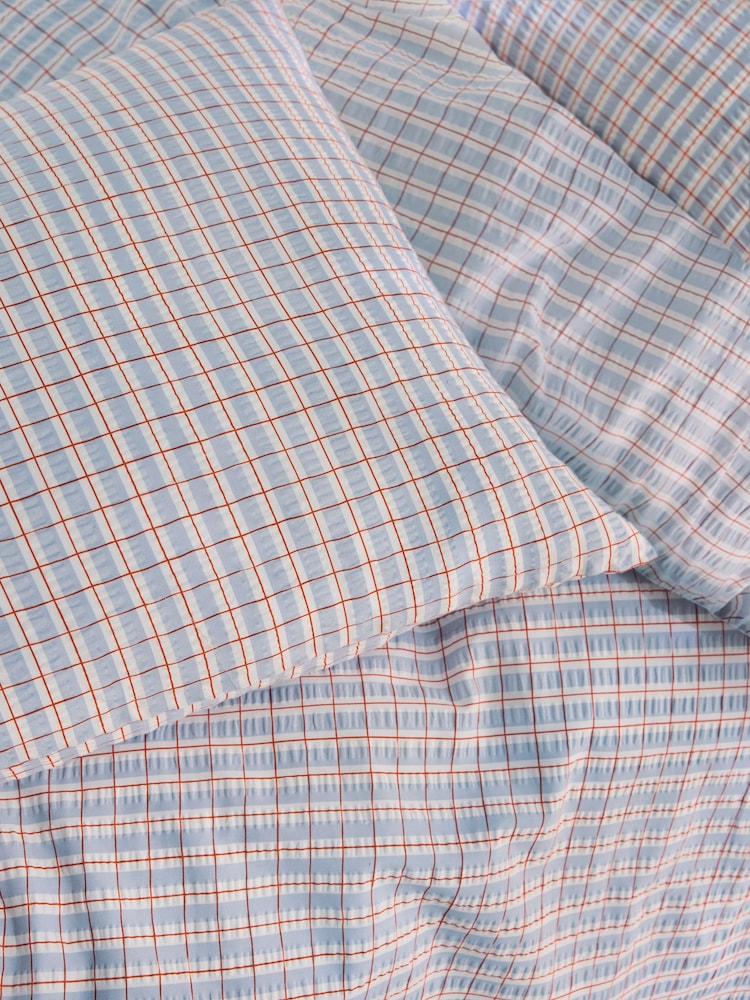 MADE.COM Blue Felix Seersucker Duvet Cover and Pillowcase Set - Image 2 of 4