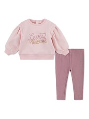 Levi's Pink Baby Logo Blouson Sleeve Top & Leggings Set - Image 1 of 4