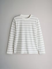 The Set Black/Chocolate Brown/Stripe/White 4 Pack Slim Fit 100% Cotton Long Sleeve T-Shirts - Image 3 of 6