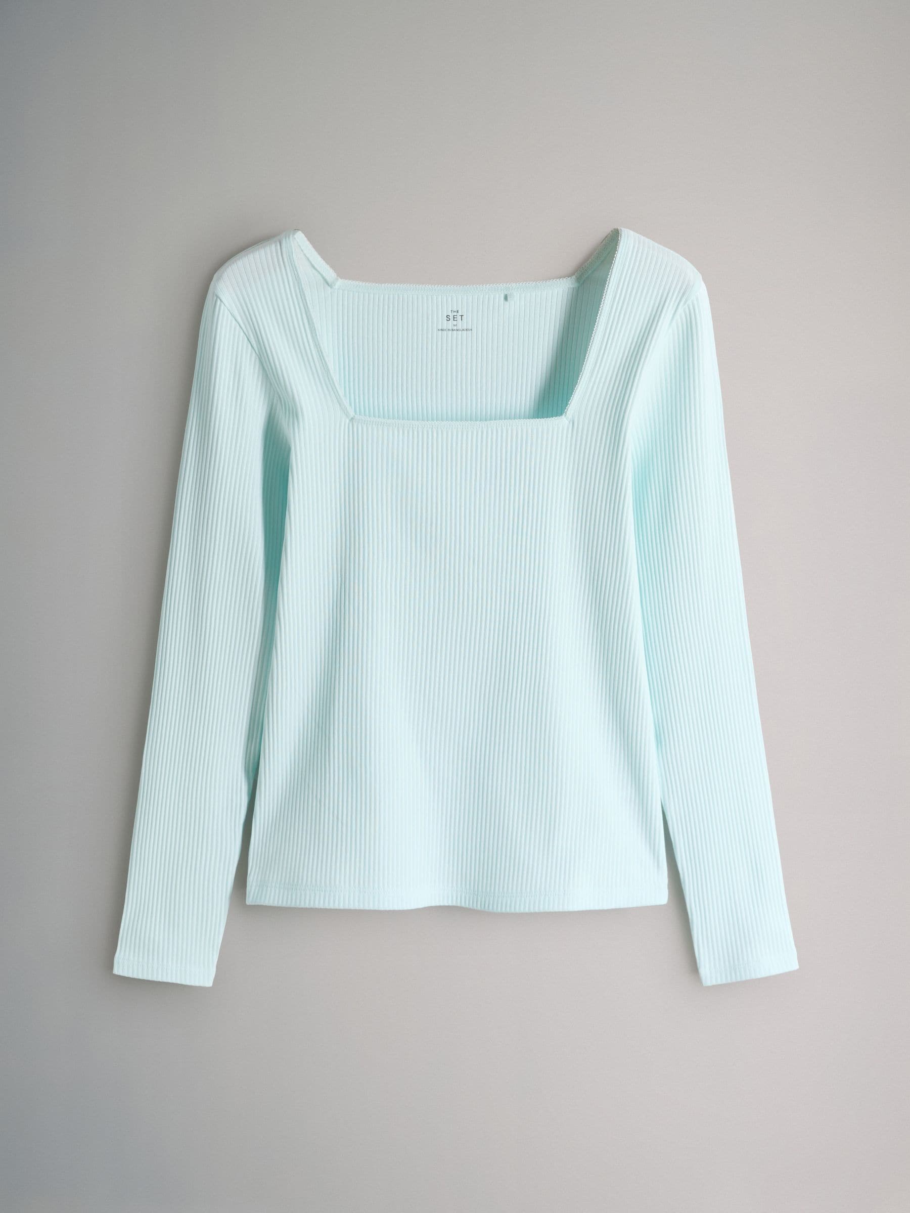 Buy The Set 4 Pack Trim Square Neck Ribbed Tops Blue/Light Blue