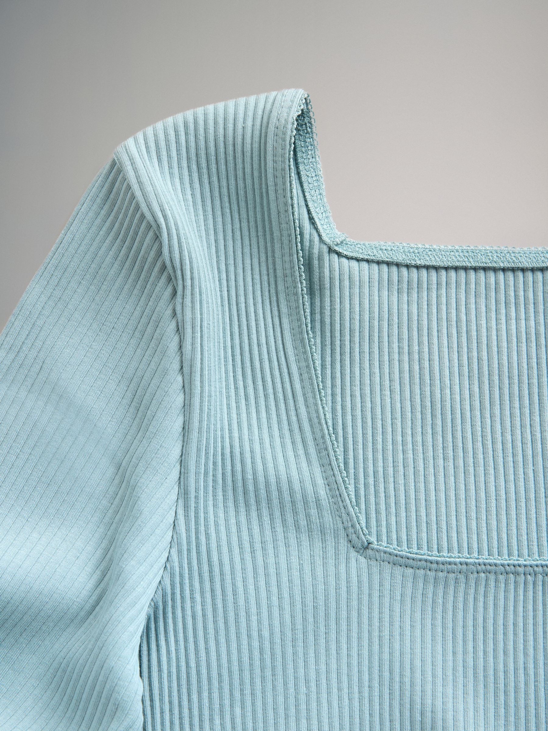 Buy The Set 4 Pack Trim Square Neck Ribbed Tops Blue/Light Blue
