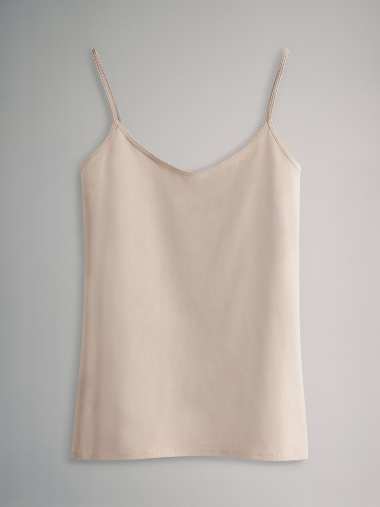 The Set 7 Pack Thin Strap Vest Tops Chocolate Brown/Cream/White/Blues - Image 6 of 6