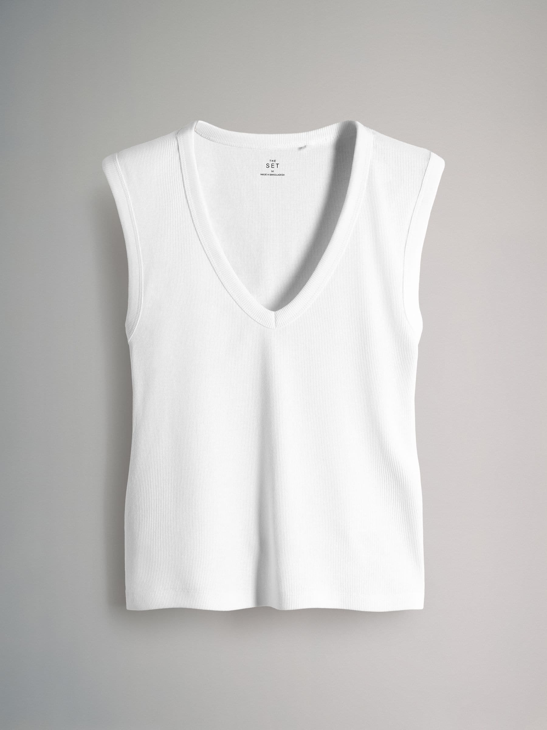 Buy The Set 5 Pack Deep V-Neck Ribbed Vests Black/Brown/White