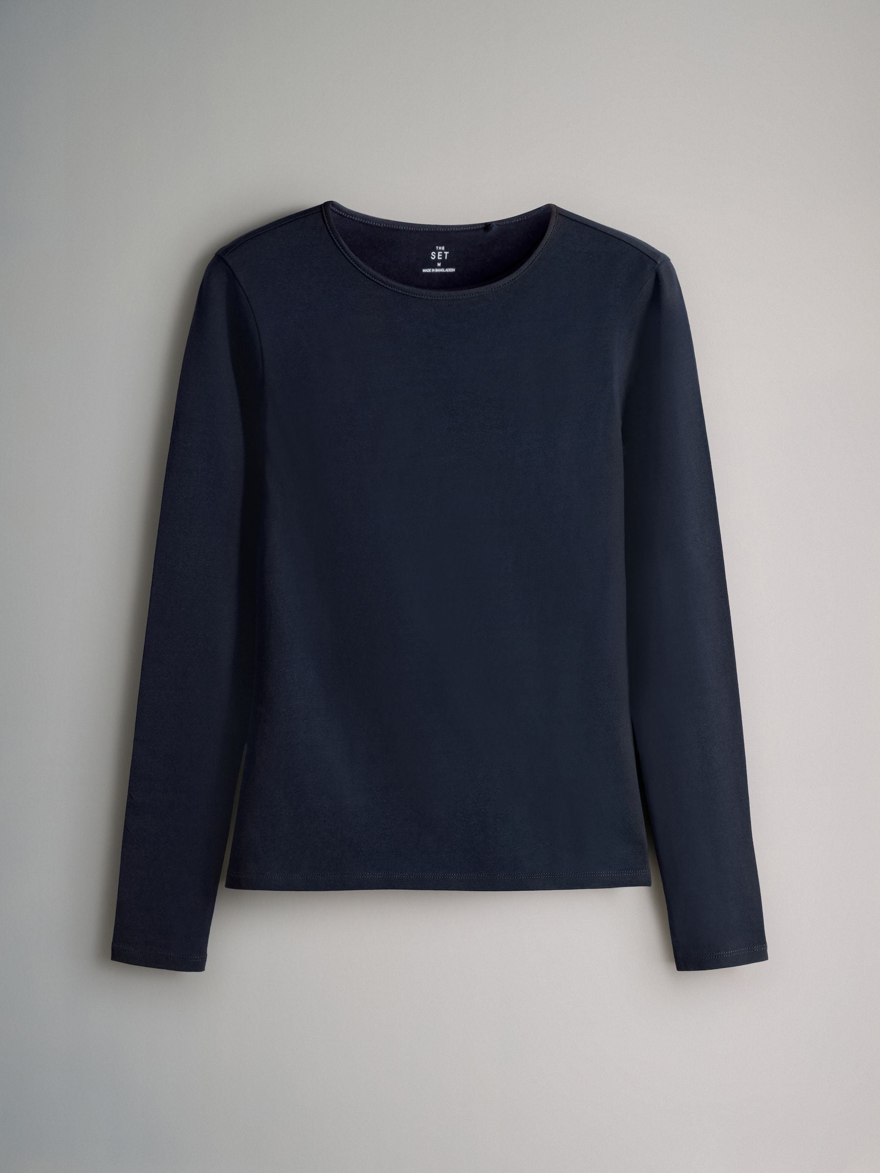 Buy The Set 5 Pack Long Sleeve Crew Neck Fitted Tops Navy/Light