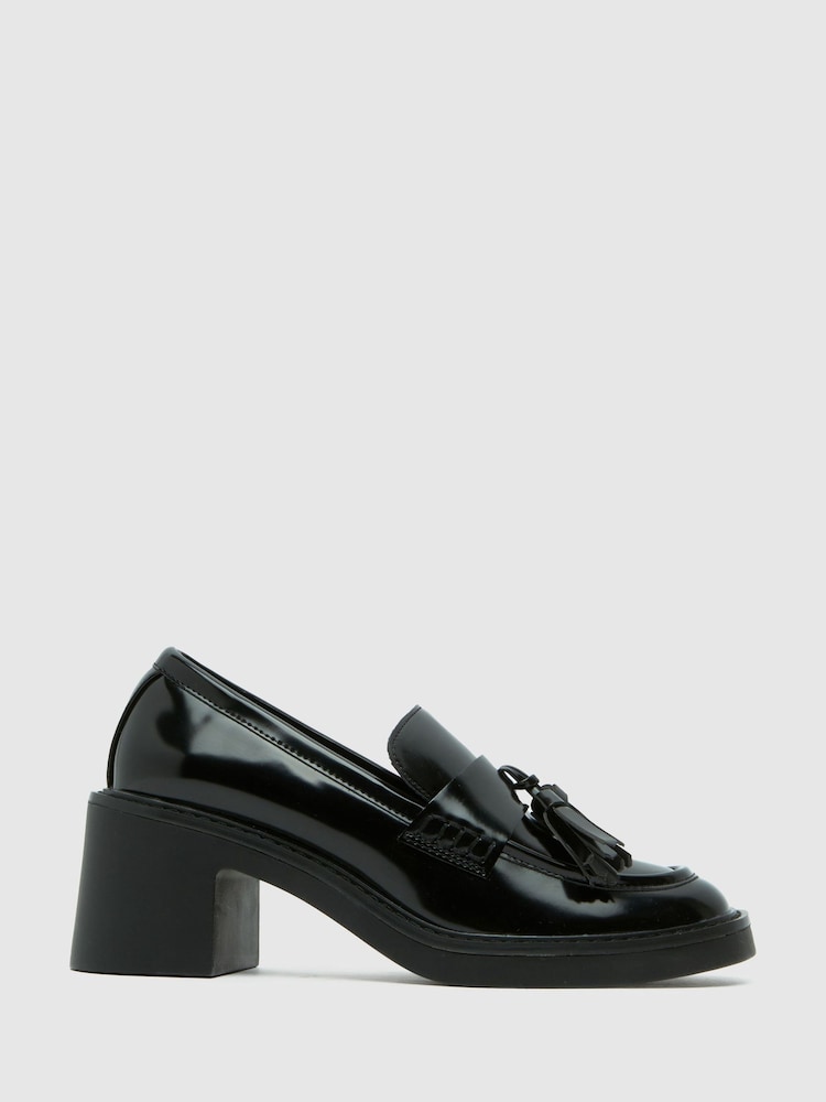 Schuh Lovelyn Heeled Black Loafers - Image 1 of 4