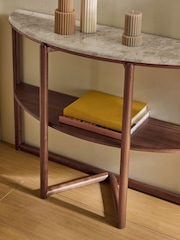 MADE.COM Walnut and Marble Everett Console Table - Image 2 of 6