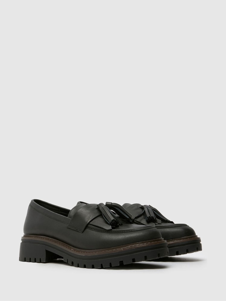 Schuh Lux Leather Tassel Black Loafers - Image 2 of 4 Schuh Lux Leather Tassel Black Loafers - Image 2 of 4