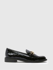 Schuh Lissa Patent Croc Black Loafers - Image 1 of 1