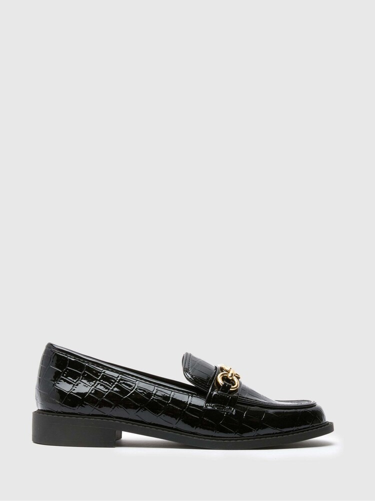 Schuh Lissa Patent Croc Black Loafers - Image 1 of 1 Schuh Lissa Patent Croc Black Loafers - Image 1 of 1
