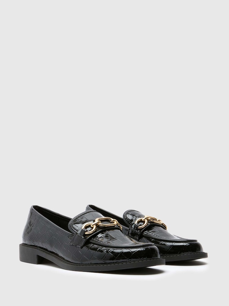 Schuh Lissa Patent Croc Black Loafers - صورة 2 من 4 Schuh Lissa Patent Croc Black Loafers - صورة 2 من 4
