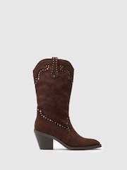 Marrón - Schuh Brielle Studded Western Boots - Imagen 1 de 4
