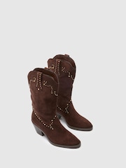 Marrón - Schuh Brielle Studded Western Boots - Imagen 2 de 4