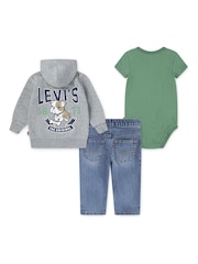 Levi's® Green Baby Hoodie, T-Shirt & Jeans 3 Piece Set - Image 2 of 8