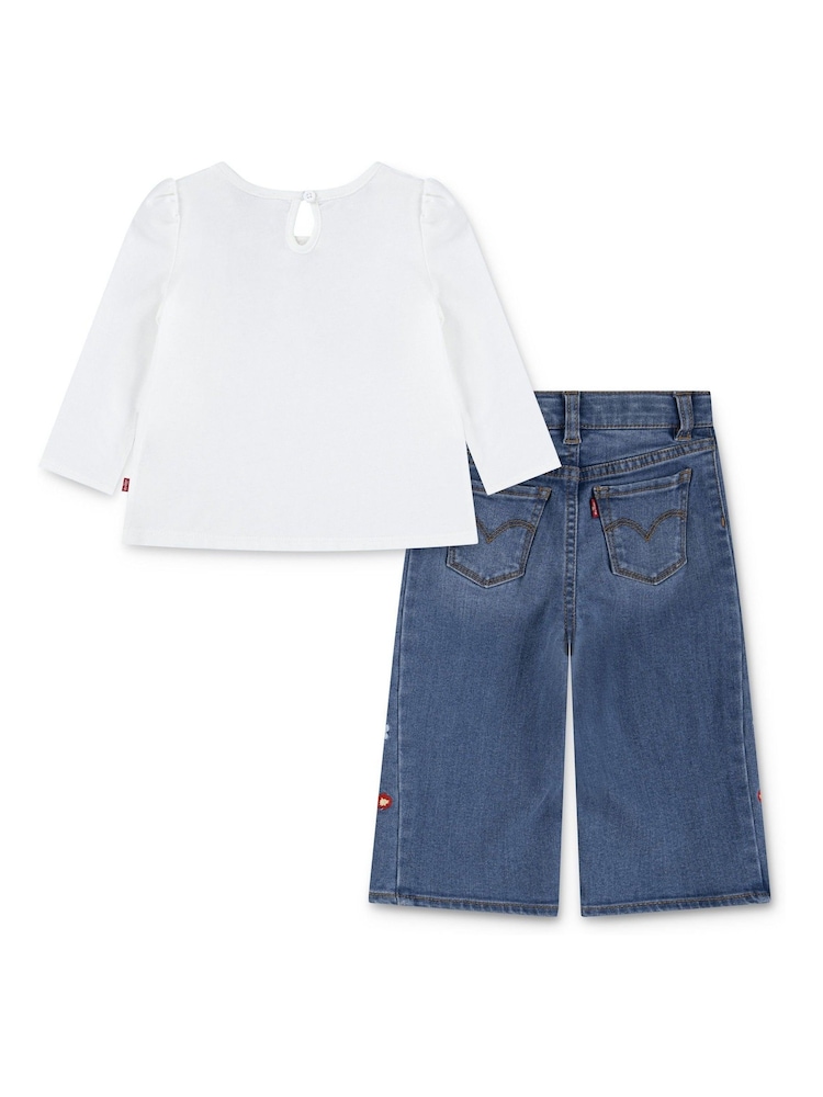 Levi's® White Baby Crochet Logo Top & Jeans 2 Piece Set - Image 2 of 7