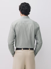 Sage Green Geometric Print Regular Fit Long Sleeve Shirt - Image 3 of 8