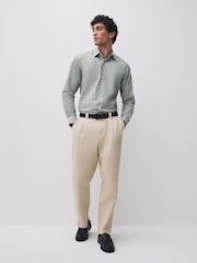 Sage Green Geometric Print Regular Fit Long Sleeve Shirt - Image 4 of 8