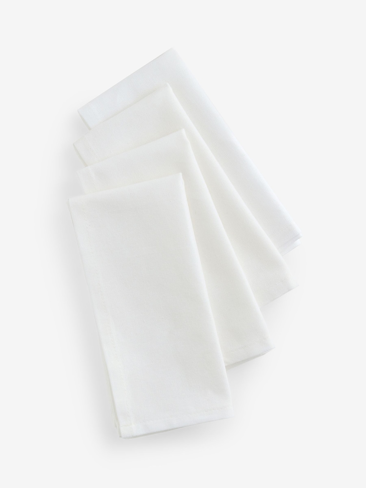 Set of 4 White Cotton Napkins - Image 3 of 3 Set of 4 White Cotton Napkins - Image 3 of 3
