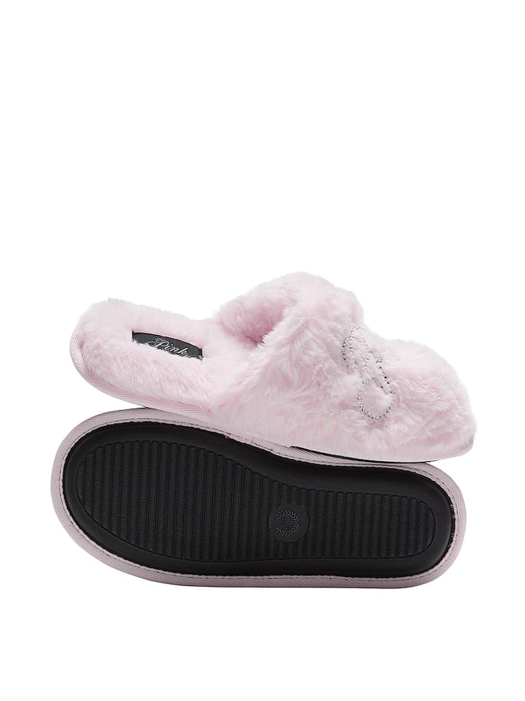 Victoria's Secret PINK Pink Tulip Faux Fur Slippers - Image 2 of 2 Victoria's Secret PINK Pink Tulip Faux Fur Slippers - Image 2 of 2