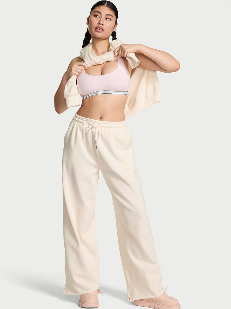 Victoria's Secret PINK White and Pink Fleece Joggers - Image 1 of 2 Victoria's Secret PINK White and Pink Fleece Joggers - Image 1 of 2
