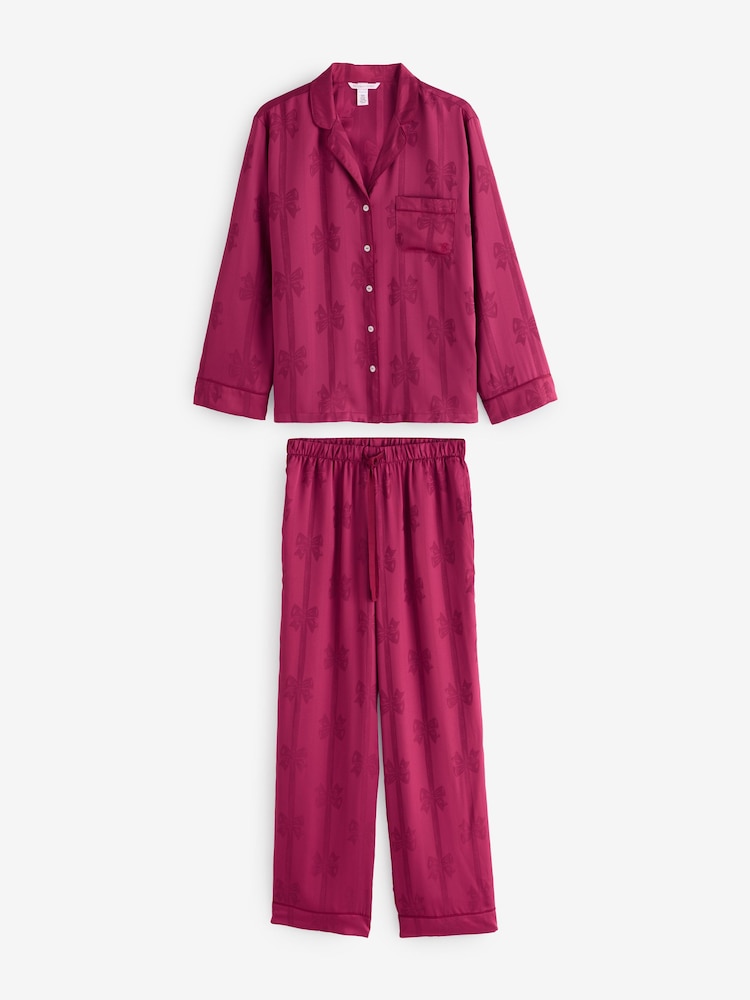 Victoria's Secret Red Lacquer Bows Satin Long Pyjamas Set - Image 1 of 5