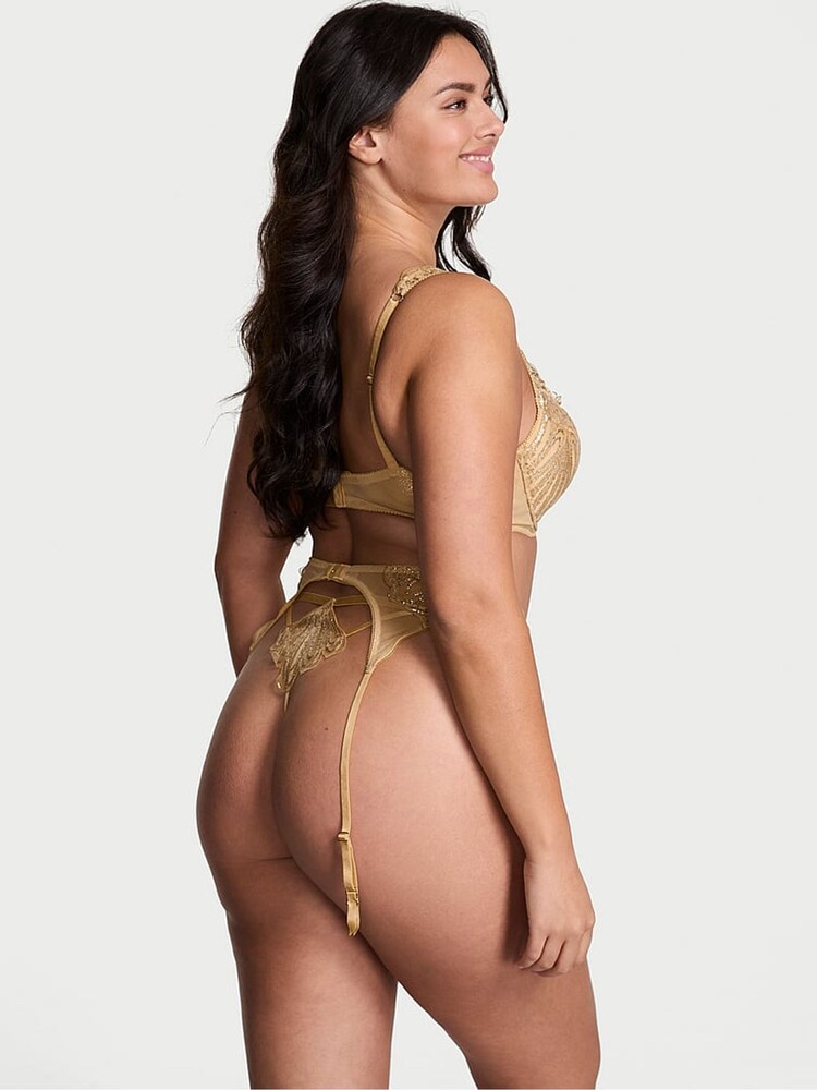 Victoria's Secret Gold Showgirl Embroidery Garter Belt - Image 2 of 2