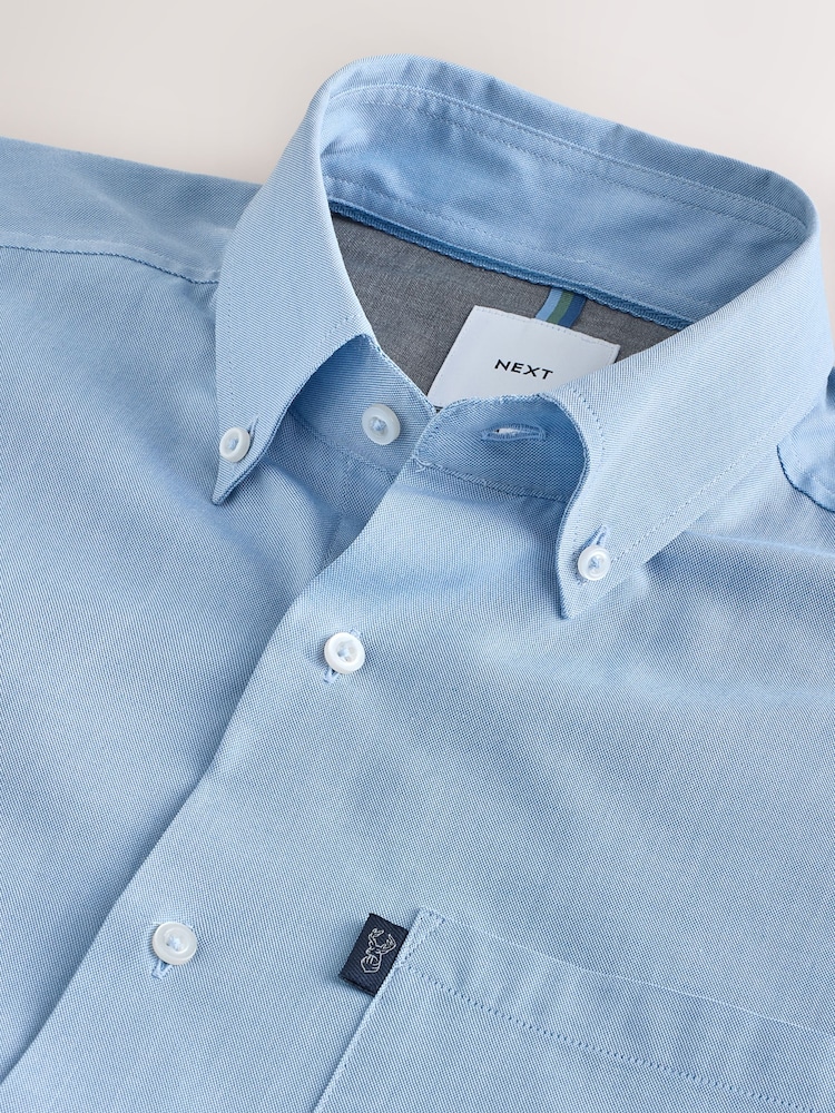 Light Blue Slim Fit Button Down Easy Iron Oxford Shirt - Image 9 of 9