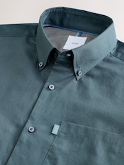 Petrol Blue Slim Fit Button Down Easy Iron Oxford Shirt - Image 2 of 3