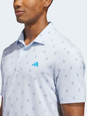 adidas Golf Light Blue Ultimate 365 Essence Print Climacool Polo Shirt - Image 5 of 7
