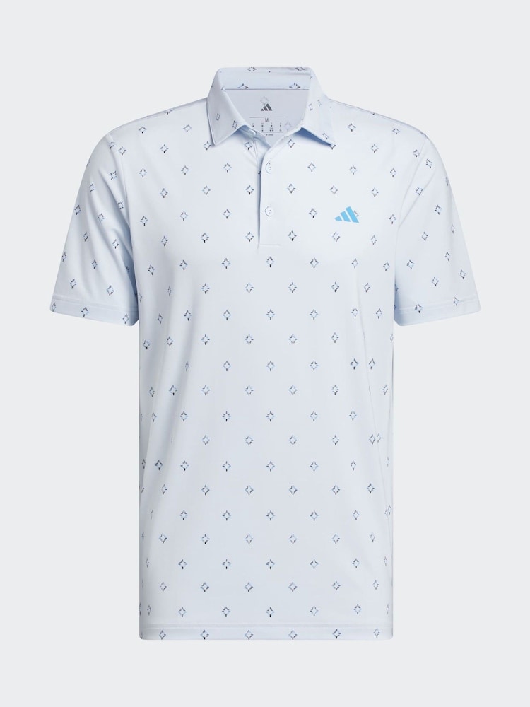 adidas Golf Light Blue Ultimate 365 Essence Print Climacool Polo Shirt - Image 7 of 7