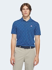 adidas Golf Dark Blue Ultimate 365 Essence Print Climacool Polo Shirt - Image 1 of 7