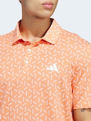 adidas Golf Orange Ultimate 365 Mesh Print Climacool Polo Shirt - Image 4 of 6