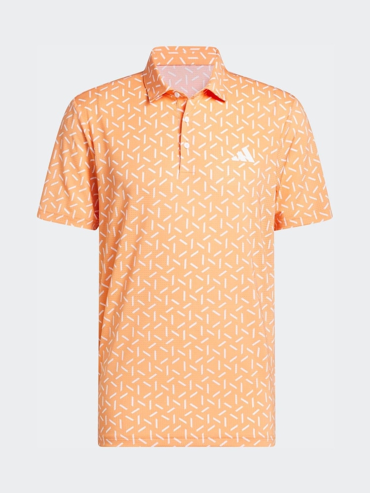 adidas Golf Orange Ultimate 365 Mesh Print Climacool Polo Shirt - Image 6 of 6