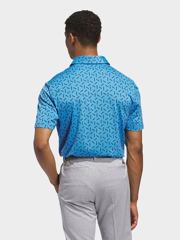 adidas Golf Bright Blue Ultimate 365 Mesh Print Climacool Polo Shirt - Image 2 of 6