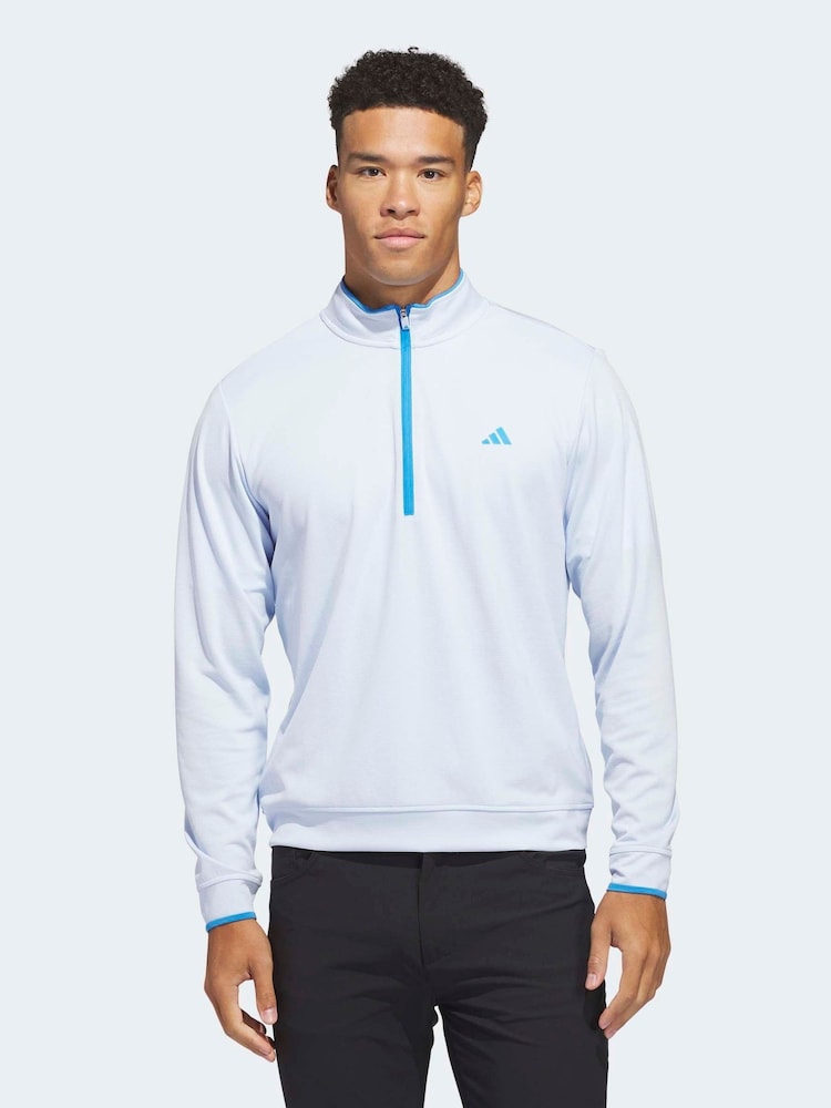 adidas Golf Light Blue Lightweight Half-Zip Top - Image 1 of 6