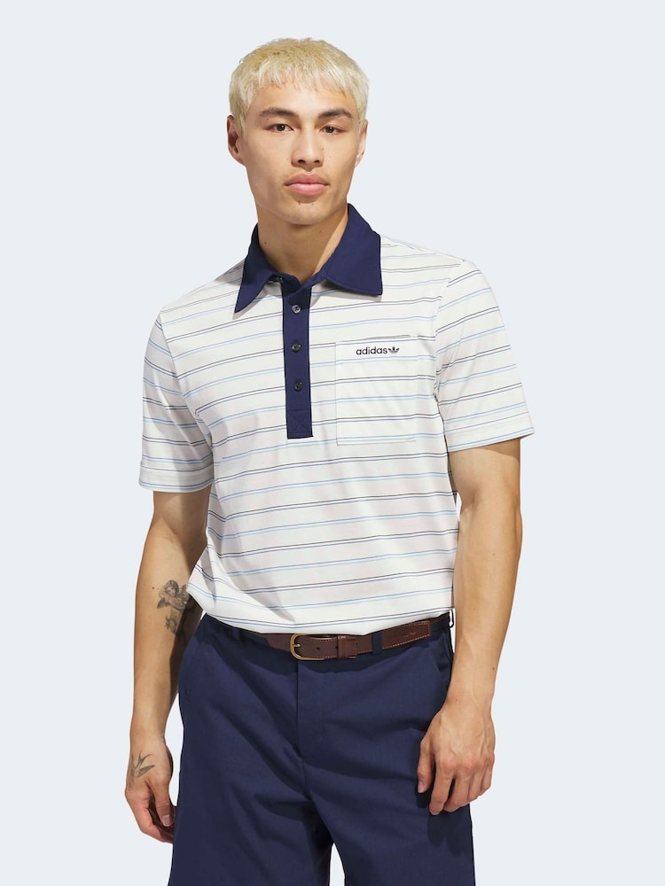 adidas Golf Chalk White Originals Archive Stripe Polo Shirt - Image 1 of 7
