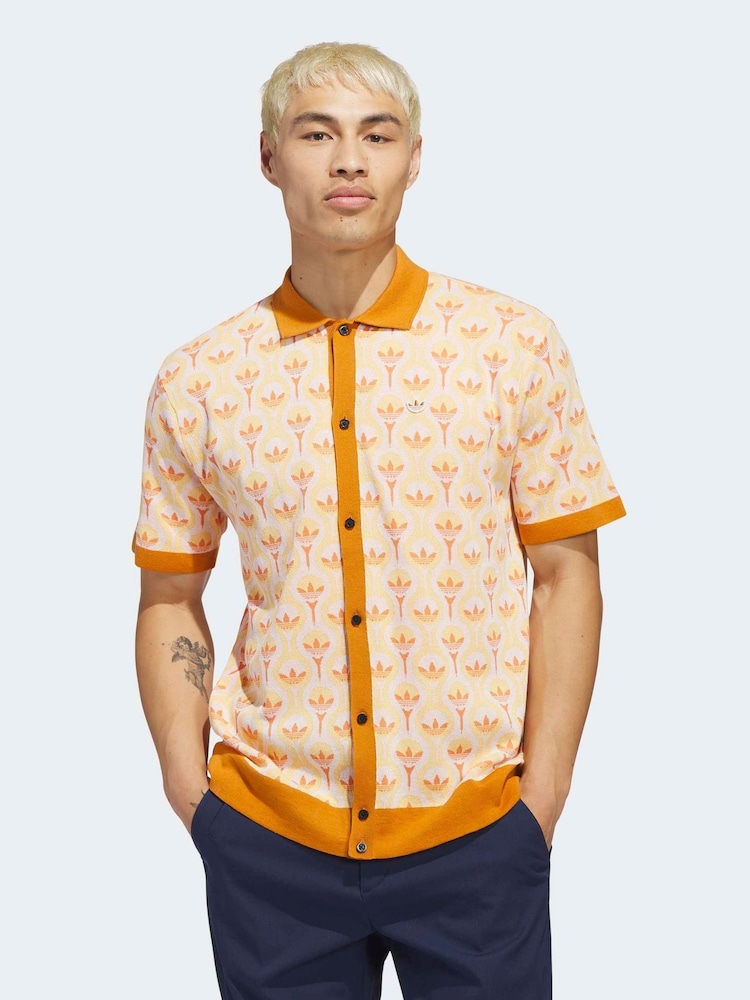 Adidas Golf Orange Originals All Over Polo Shirt - Image 1 of 6 Adidas Golf Orange Originals All Over Polo Shirt - Image 1 of 6
