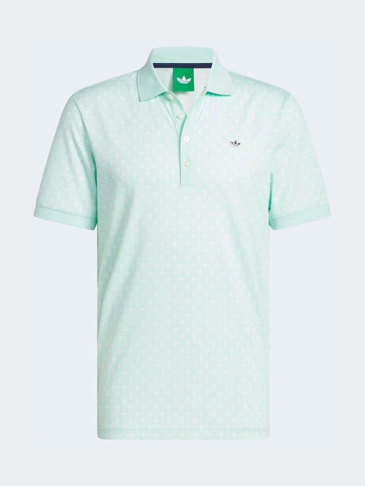 Adidas Golf Mint Green Originals All Over Polo Shirt - Image 6 of 6