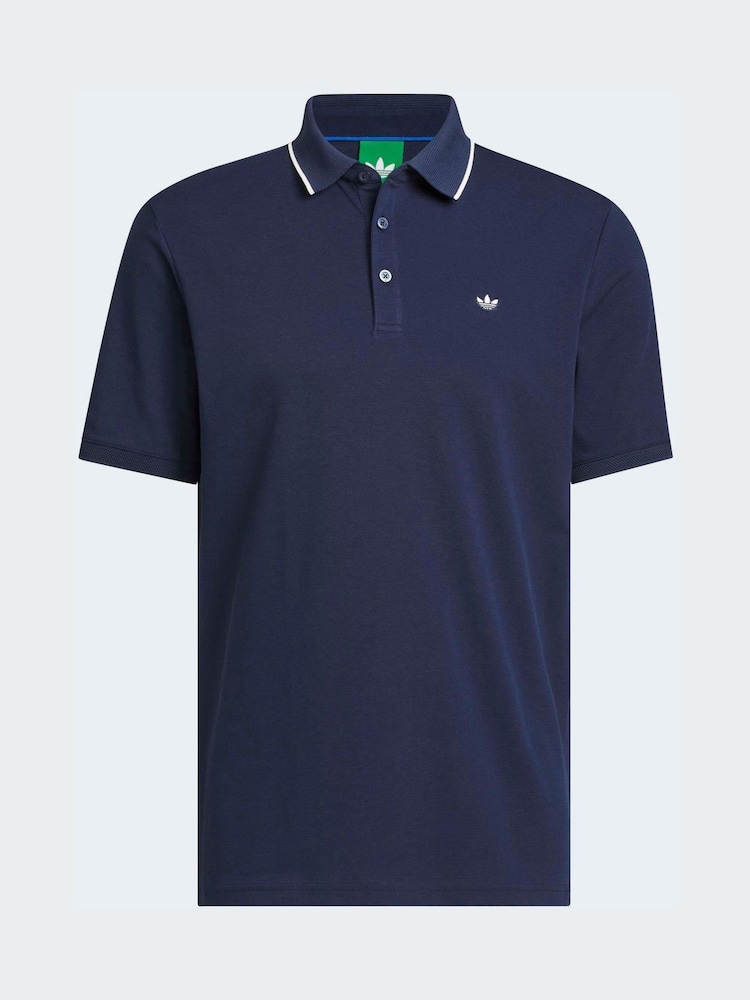 adidas Golf Navy/White Originals Twistknit Trefoil Polo Shirt - Image 6 of 6