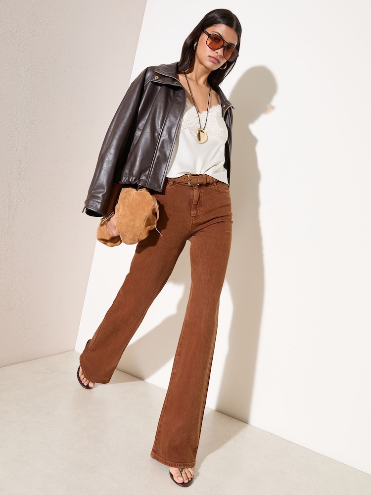 Womens Friends Like These Tobacco Brown Everyday Wide Leg Jeans US 14