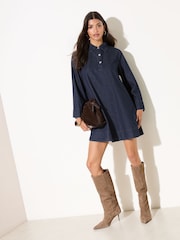 Friends Like These Rinse Wash Denim Trapeze Long Sleeve Mini Dress - Image 4 of 4