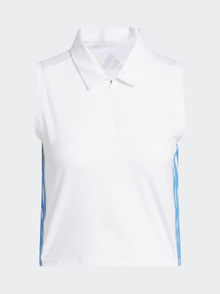 adidas Golf White Beyond Crop Twistknit Polo Shirt - Image 7 of 7