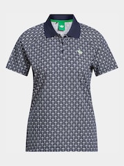 adidas Golf Navy/White Originals All-Over Trefoil Polo Shirt - Image 6 of 6