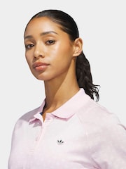 adidas Golf Light Pink Originals All-Over Trefoil Polo Shirt - Image 4 of 6