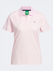 adidas Golf Light Pink Originals All-Over Trefoil Polo Shirt - Image 6 of 6
