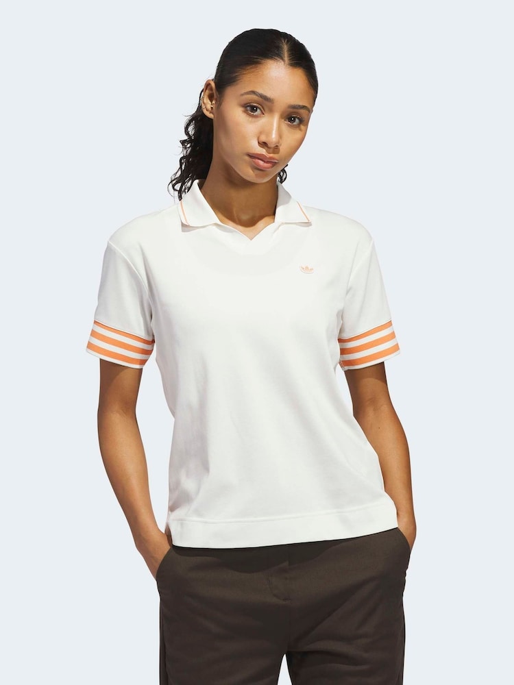 adidas Golf Chalk White Originals 3-Stripe Polo Shirt - Image 1 of 6