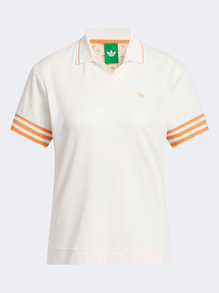 adidas Golf Chalk White Originals 3-Stripe Polo Shirt - Image 6 of 6